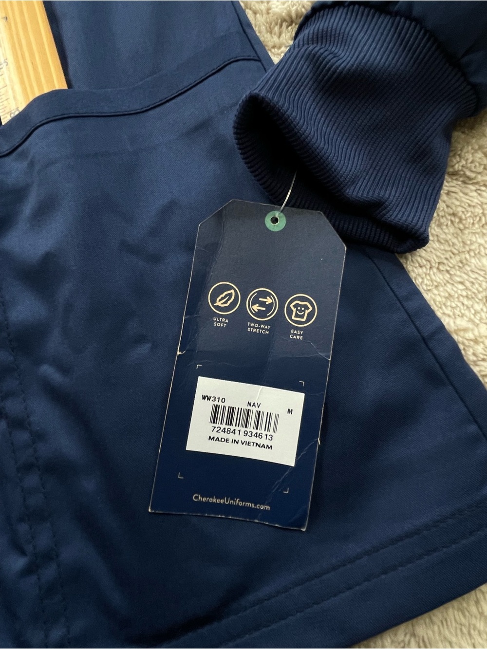Cherokee Navy Round-Neck Scrub Medical Jacket~ Sz M *NWT Medical Staff - Picture 4 of 9